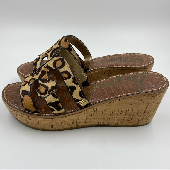 Sam Edelman leopard cork wedges size 8.5 - Picture 5 of 6